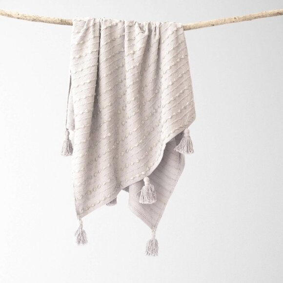 Gray Cora Corded Throw with Tassels